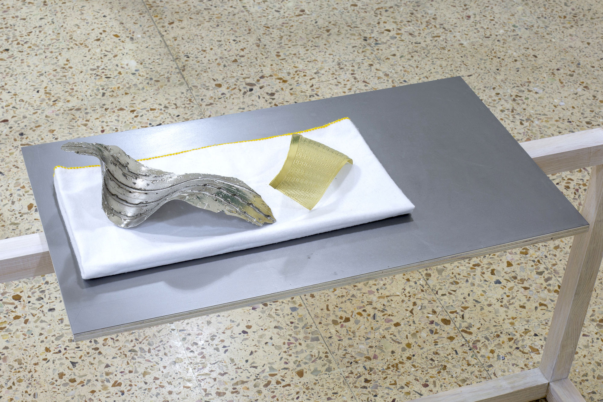 James Fuller - Signs of civil protection unrolled  - Brass and nickel plated copper 01